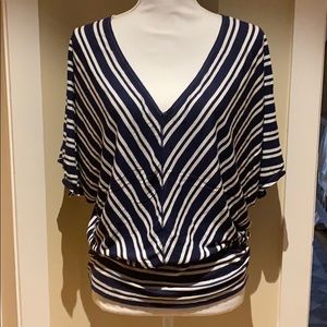 Navy blue and white striped top